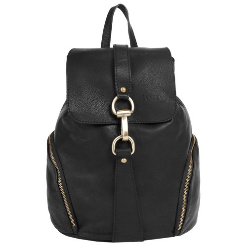 Cityrucksack FORTY, Gr. B/H/T: 33cm x 28cm x 17cm, onesize, schwarz, Rindsleder, Leder, beschichtet, leicht glänzend, elegant, Rucksäcke, echt Leder, Made in Italy