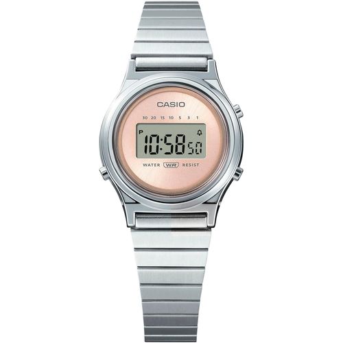 Chronograph CASIO VINTAGE, silber (edelstahlfarben, roségoldfarben), Armbanduhren, Damen, Quarzuhr, Armbanduhr, Damenuhr, Edelstahlarmband,digital,Stoppfunktion