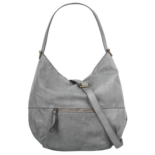 Shopper FORTY, Damen, Gr. B/H/T: 35cm x 30cm x 14cm onesize, grau, Leder, unifarben, leicht glänzend, Taschen, echt Leder, Made in Italy