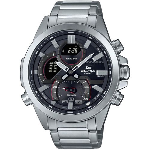 Smartwatch CASIO EDIFICE, silber (silberfarben, anthrazit), Smartwatches, Armbanduhr, Herrenuhr, Bluetooth, Stoppfunktion, Weltzeit, digital