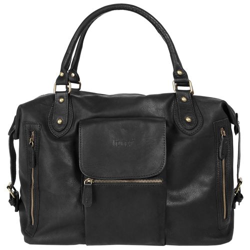 Shopper FORTY, Damen, Gr. B/H/T: 39cm x 27cm x 20cm onesize, schwarz, Leder, glänzend, beschichtet, Taschen, echt Leder, Made in Italy