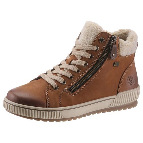 Winterboots REMONTE, Damen, Gr. 38, braun (braun, beige), Leder, Textil, Fellimitat, sportlich, Schuhe, mit Tex-Ausstattung