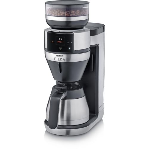 SEVERIN Kaffeemaschine mit Mahlwerk "KA 4853 FILKA", Kaffeemaschinen, gebürstet, matt, schwarz, silber, 1,4 l, 10 Tasse(n)