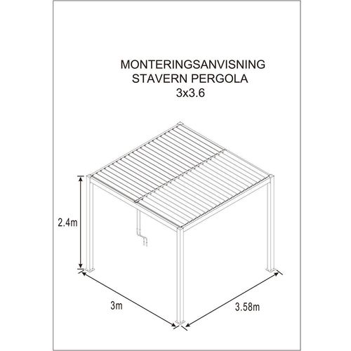 Pavillon mit Lamellendach, ca. 300 x 360 x 240 cm