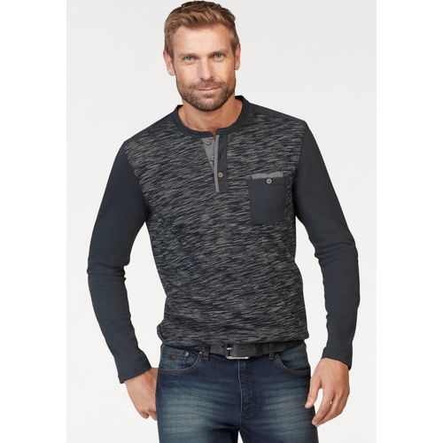 Langarmshirt ARIZONA, Herren, Gr. XXL (60/62), grau (anthrazit), Single Jersey, Obermaterial: 100% Baumwolle. Ärmel: 100% Baumwolle. Besatz: 100% Baumwolle, meliert, casual, normal, Rundhals, Langarm, Shirts, Langarm, melierte Optik, Rundhalsausschnitt mit Knopfleiste