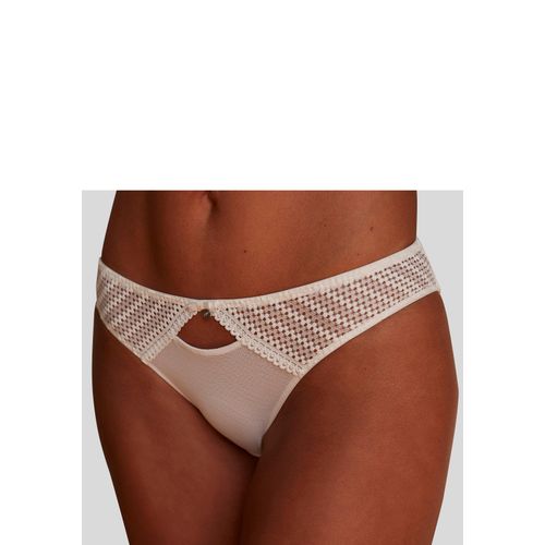 Slip LASCANA, Damen, Gr. 48/50, beige (cream), Microtouch, Obermaterial: 83% Polyamid, 17% Elasthan, figurbetont, Unterhosen, mit feiner Spitze an den Seiten