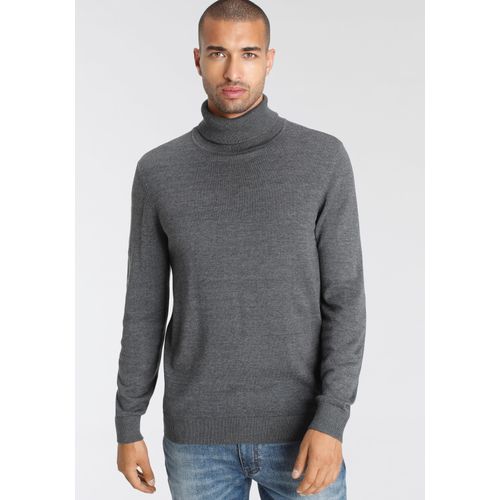 Rollkragenpullover AJC, Herren, Gr. M (48/50), grau (grau meliert), Feinstrick, Obermaterial: 50% Baumwolle, 50% Polyacryl, Basic, schmal, Langarm Rippstrickbündchen, Pullover, mit Rollkragen aus Rippstrick, Topseller