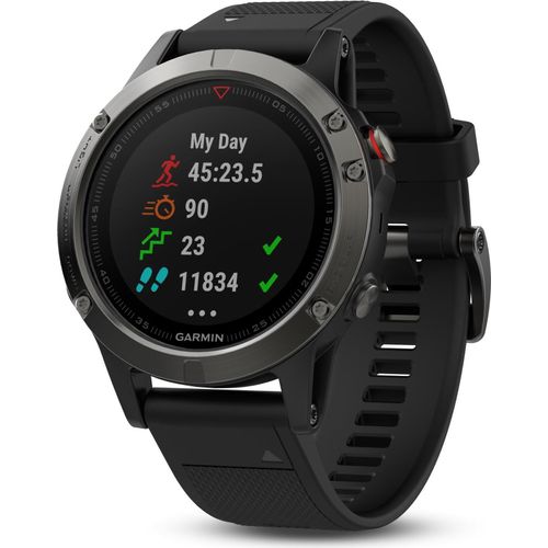 GARMIN Fenix 5 GPS-Multisport-Smartwatch mit Herzfrequenzmessung am Handgelenk, grau