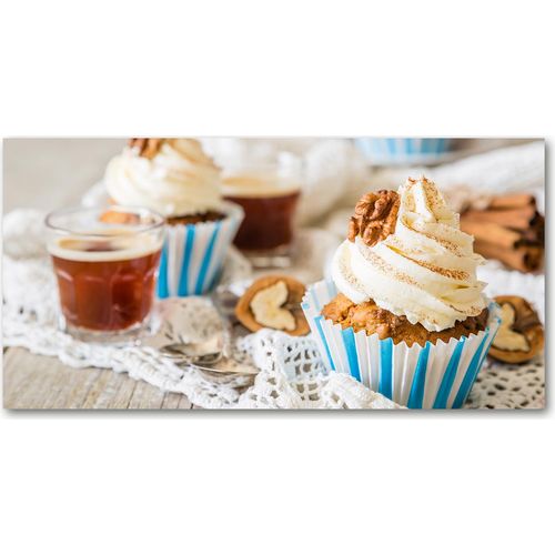 Tulup® Küchenrückwand Spritzschutz aus Glas -100x50 -Spritzschutz auf gehärtetes GlasDeko Essen & Getränke Muffins