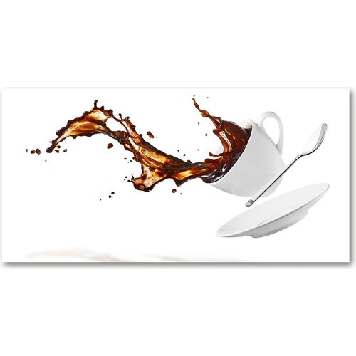 Tulup® Küchenrückwand Spritzschutz aus Glas -100x50 -Spritzschutz auf gehärtetes GlasEssen Getränke Verschütteter Kaffee