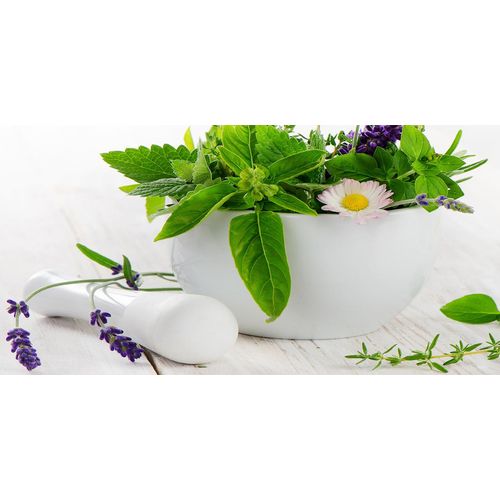 Tulup® Küchenrückwand Spritzschutz aus Glas -100x50 -Spritzschutz auf gehärtetes GlasDeko Essen & Getränke Mörser Kräuter
