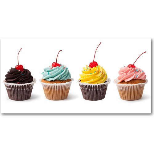 Tulup® Küchenrückwand Spritzschutz aus Glas -100x50 -Spritzschutz auf gehärtetes GlasDeko Essen & Getränke Muffins