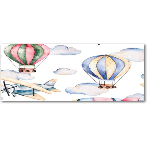 Tulup® Küchenrückwand Spritzschutz aus Glas -125x50 -Spritzschutz auf gehärtetes Glas Deko Kinderzimmer Flugzeuge Ballons