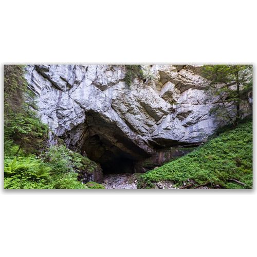 Küchenrückwand aus Glas 120x60cm Spritzschutz Berghöhle Natur