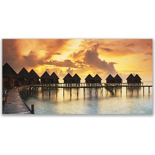 Küchenrückwand aus Glas 140x70cm Spritzschutz Südsee Urlaubshäuser
