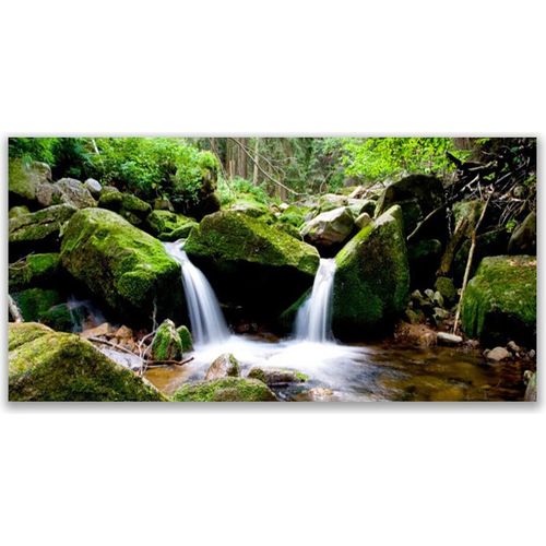 Küchenrückwand aus Glas 120x60cm Spritzschutz Wasserfall Felsen Natur