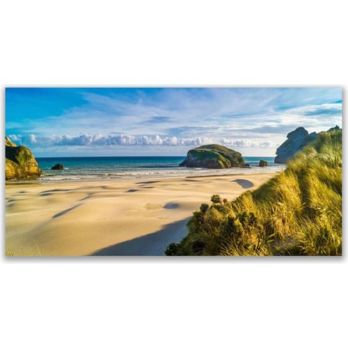 Küchenrückwand aus Glas 140x70cm Spritzschutz Strand Felsen Landschaft