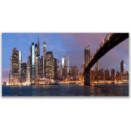 Küchenrückwand aus Glas 140x70cm Spritzschutz Stadt Brücke Gebäude