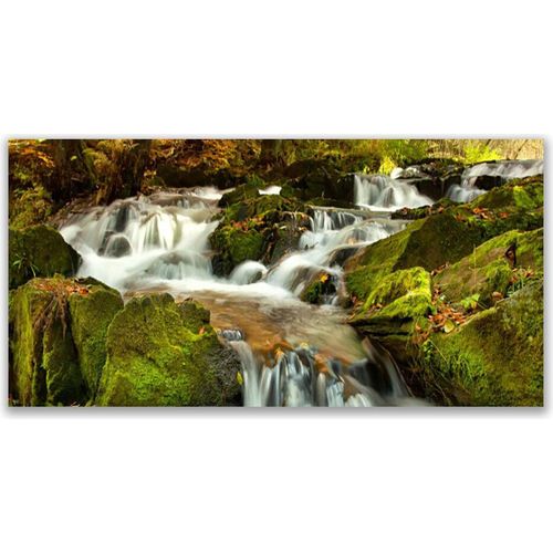 Küchenrückwand aus Glas 120x60cm Spritzschutz Wasserfall Felsen Natur