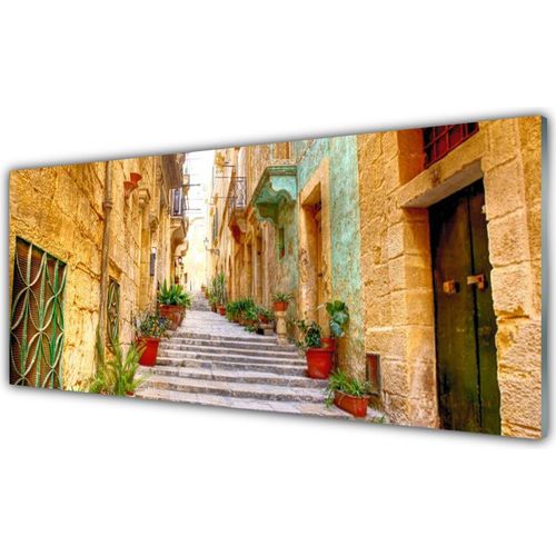 Küchenrückwand aus Glas 125x50cm Spritzschutz Altstadt Gasse Gebäude