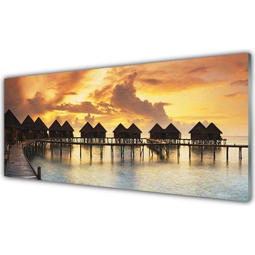 Küchenrückwand aus Glas 125x50cm Spritzschutz Südsee Urlaubshäuser