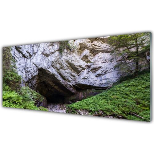 Küchenrückwand aus Glas 125x50cm Spritzschutz Berghöhle Natur