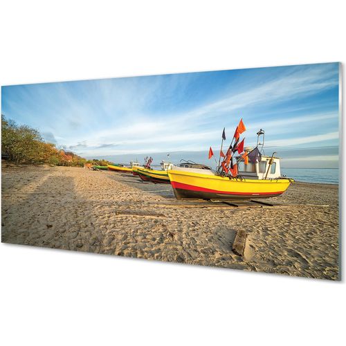 Spritzschutz 100x50 Wandkunst Danzig Strand Boote Meer
