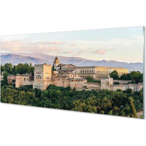 Spritzschutz 100x50 Wandkunst Spanien Schloss Bergwald