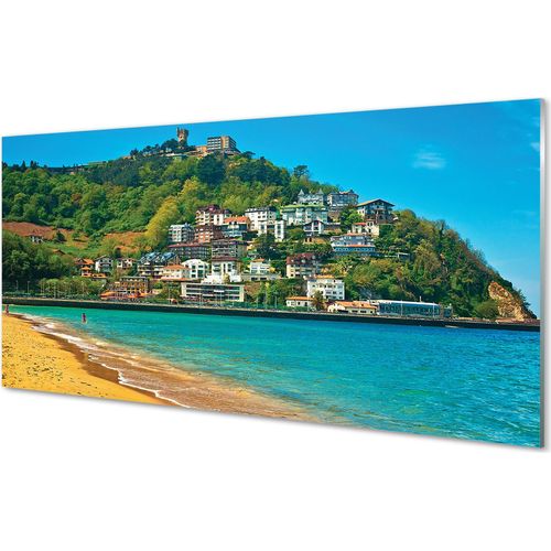 Spritzschutz 100x50 Wandkunst Spanien Strand Bergstadt