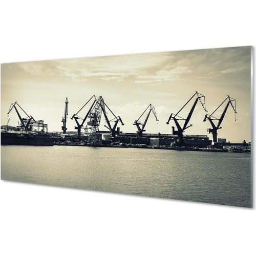 Spritzschutz 100x50 Wandkunst Danziger Werftkräne Fluss