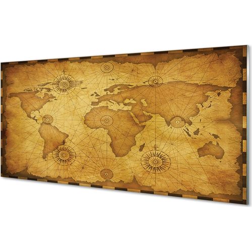 Spritzschutz 100x50 Wandkunst Alte Karte verbrannt Kanten