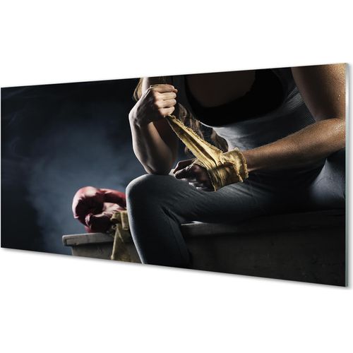 Spritzschutz 100x50 Wandkunst Weiblicher Verband Handschuh