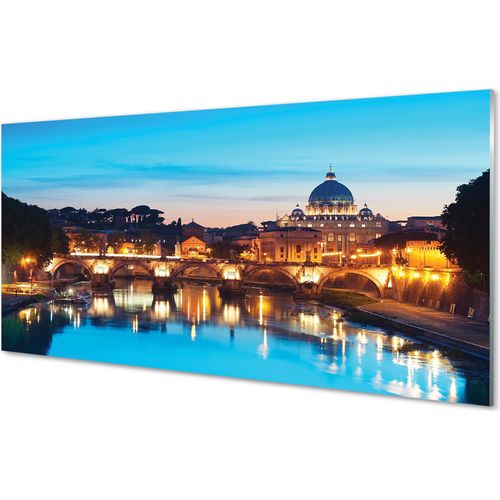 Spritzschutz 100x50 Wandkunst Rom Sonnenuntergang Flussbrücken