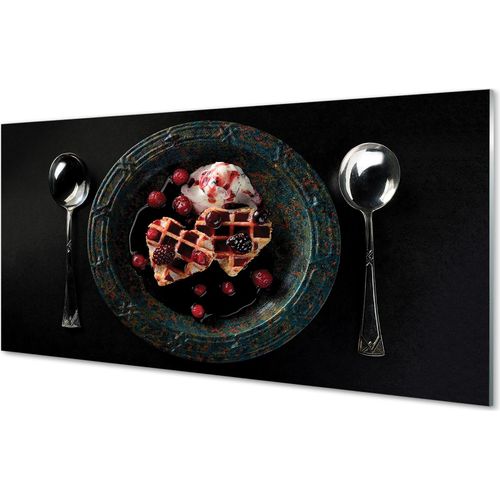 Spritzschutz 100x50 Wandkunst Herz Waffeln Eislöffel