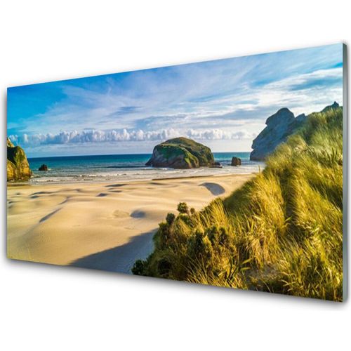 Küchenrückwand aus Glas 100x50cm Spritzschutz Strand Felsen Landschaft