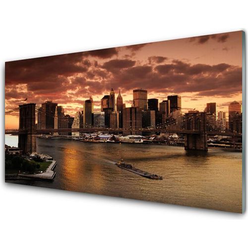 Küchenrückwand aus Glas 100x50cm Spritzschutz Brücke Stadt Gebäude