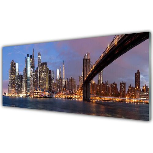 Küchenrückwand aus Glas 125x50cm Spritzschutz Stadt Brücke Gebäude