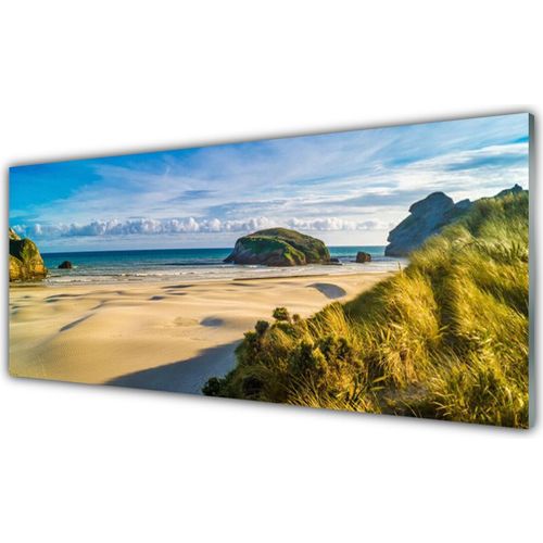 Küchenrückwand aus Glas 125x50cm Spritzschutz Strand Felsen Landschaft