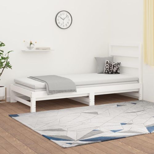 vidaXL Tagesbett Ausziehbar Weiß 2x(90x200) cm Massivholz Kiefer - Tagesbett - Tagesbetten - Schlafsofa - Schlafsofas