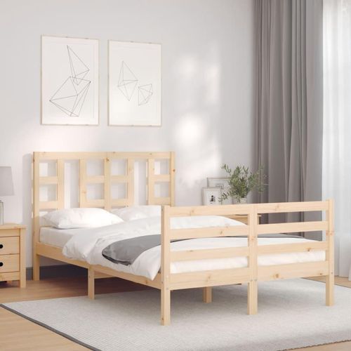 Massivholzbett mit Kopfteil 4FT Small Double , Klassische Betten Design 2024