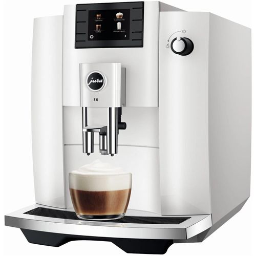 JURA E6 Piano White (EC) Kaffeevollautomat (OneTouch, Professional Aroma Grinder, Smart Farbdisplay, 280 g Bohnenbehälter, 1,9 l Wassertank)
