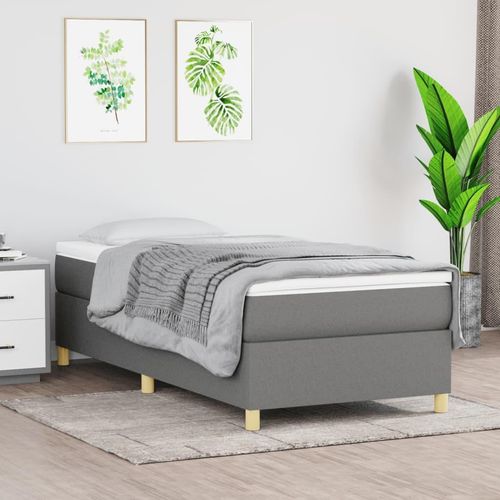 vidaXL Boxspringbett Dunkelgrau 90x200 cm Stoff - Boxspringbett - Boxspringbetten - Bett - Schlafzimmermöbel