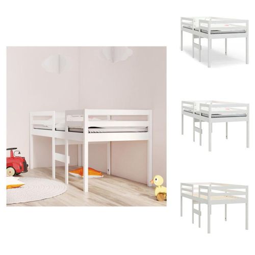vidaXL Hochbett Weiß 80x200 cm Massivholz Kiefer - Betten & Bettgestelle