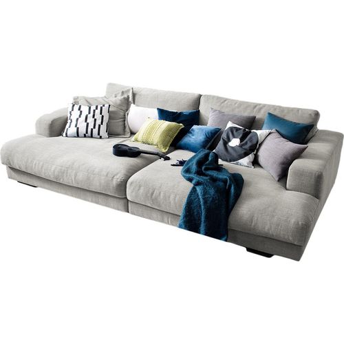 KAWOLA Big Sofa MADELINE Stoff silber