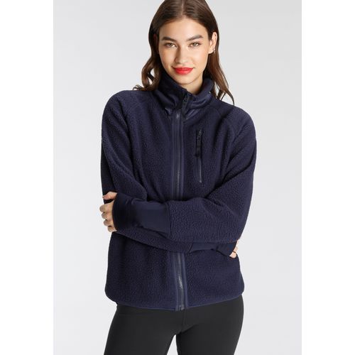 Fleecejacke FAYN SPORTS, Damen, Gr. 32/34, blau (navy), Fleece, Obermaterial: 100% Polyester, sportlich, angesetztes Bündchen mit Daumenlöchern, Jacken, aus Sherpa Fleece