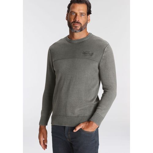 Rundhalspullover ARIZONA, Herren, Gr. XXL (60/62), grau (grau, washed), Feinstrick, Obermaterial: 100% Baumwolle, casual, normal, Rundhals, Langarm Rippstrickbündchen, Pullover, in gewaschener Qualität