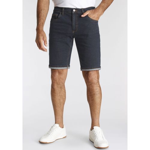 Jeansshorts ARIZONA, Herren, Gr. 42, blau (schwarz, blau, washed), Denim/Jeans, Obermaterial: 98% Baumwolle, 2% Elasthan, kontrastfarbene Details, Basic, normal knieumspielend, Jeans, gerader Schnitt, knieumspielende Länge, niedrige Leibhöhe