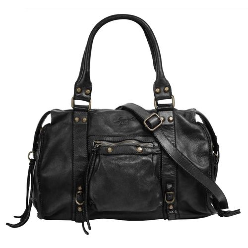 Shopper SAMANTHA LOOK, Damen, Gr. B/H/T: 34cm x 27cm x 12cm onesize, schwarz, Leder, vintage, Taschen, echt Leder, Made in Italy