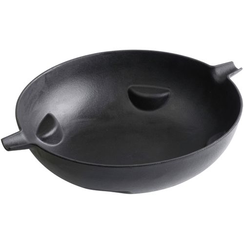 Wok TEPRO, schwarz, H:10cm Ø:35,3cm, Pfannen, Guss-Wok-Einleger, ØxH: 35,3 × 10 cm