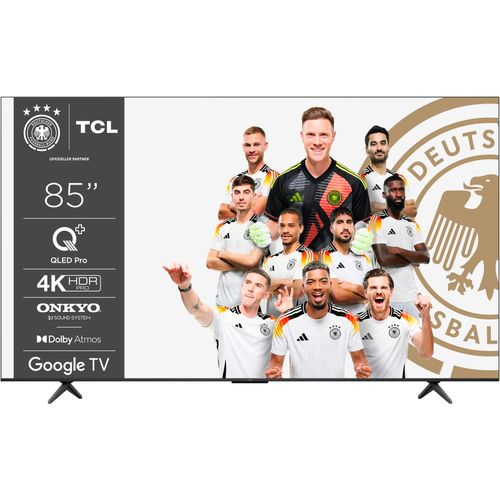 TCL QLED-Fernseher, Dolby Vision, Apple TV, Multi HDR, 4K Ultra HD, F (A-G), Fernseher, titan, anthrazit, 85